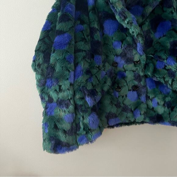 The Kooples Blue & Green Faux Fur Coat - Picture 5 of 9